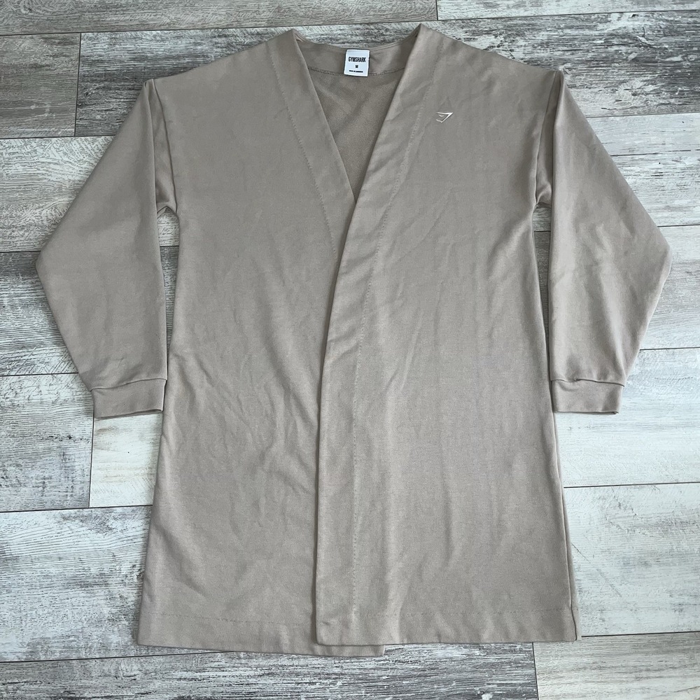 Gymshark Whitney‎ Simmons travel cardigan robe size medium Tan Beige